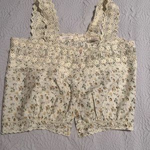 Doen Cropped Floral Tank - Size XS - NWOT - 100% Cotton